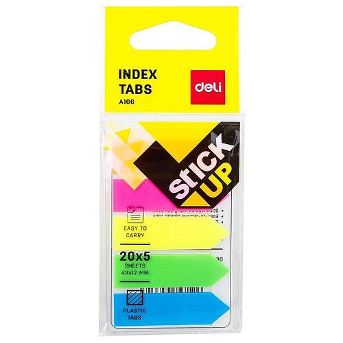 Deli 5 Color Index Tabs 20 x 5 Sheets