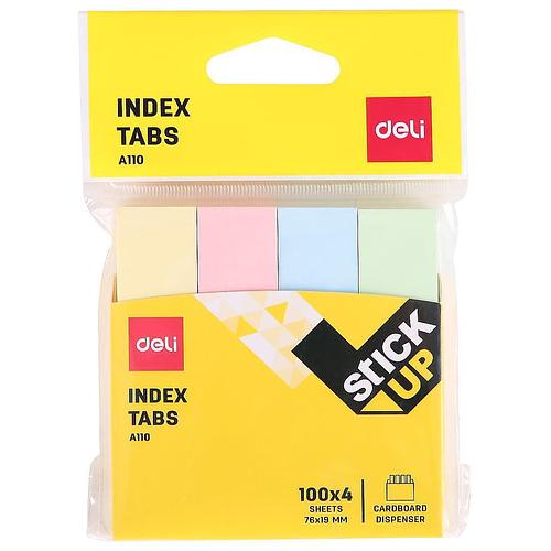 Deli 4 Color Index Tabs (3 in) 100 x 4 Sheets