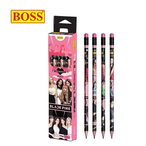 2B Black Pink Graphite Pencil (12 Pcs)