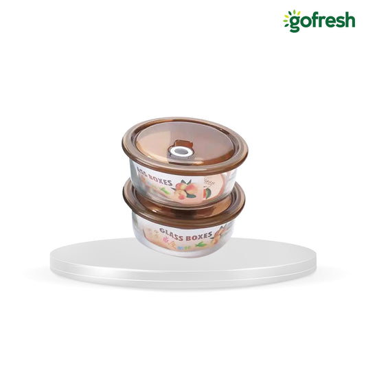 GF Glass Container With Covered (2) Pcs
