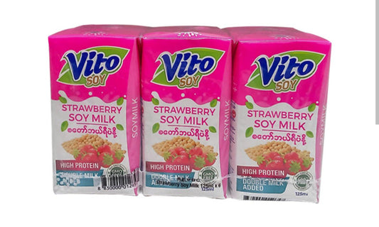 Vito Strawbeery Soy Milk 180ml 4's